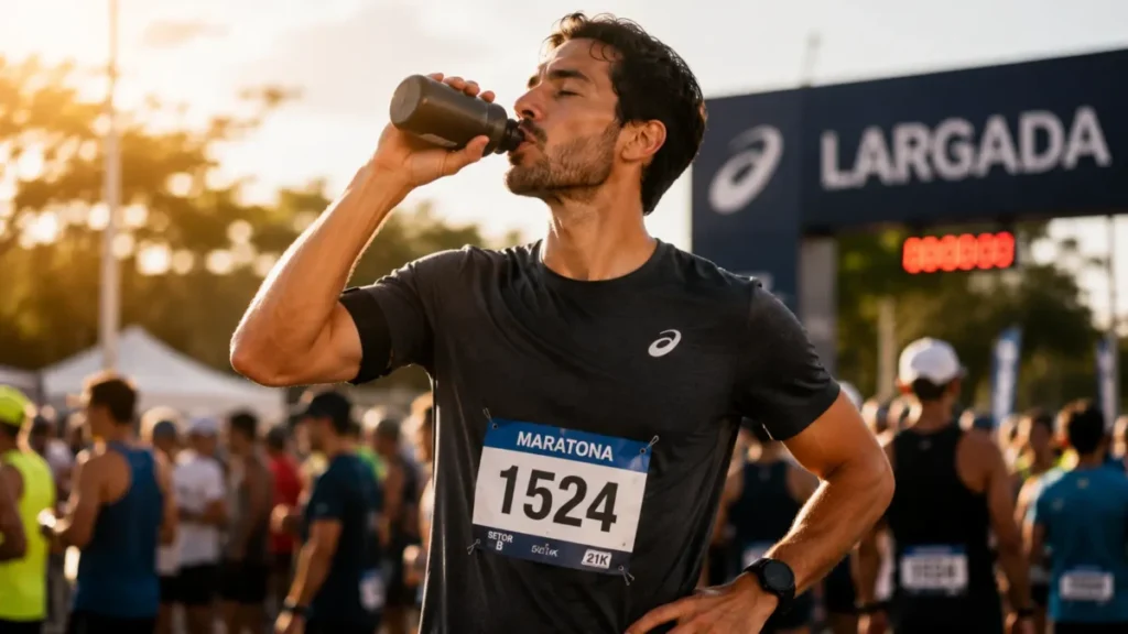 estratégia de corrida 15k — hidratação pré-largada no Circuito das Estações RJ