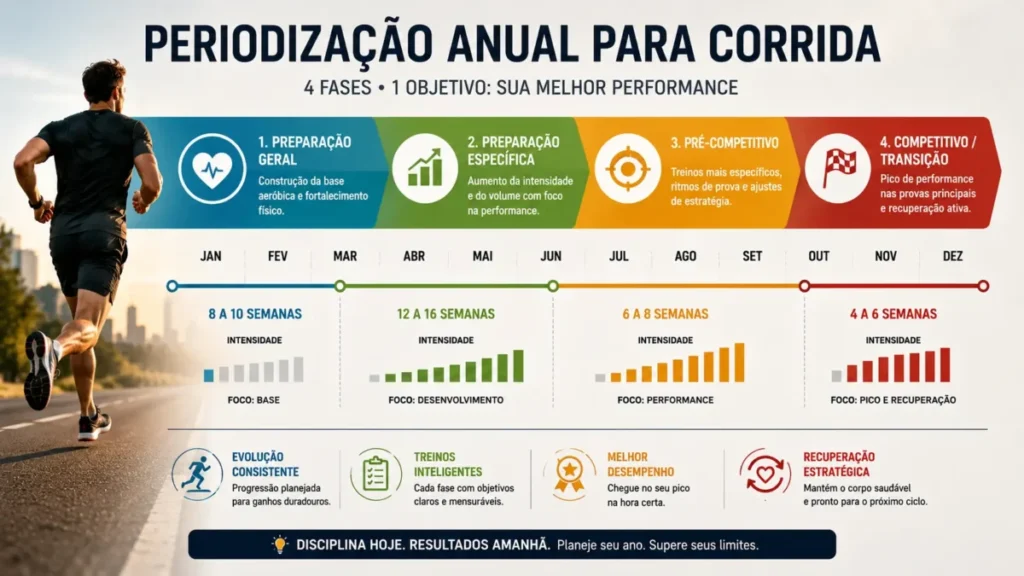 como estruturar ano de treino corrida — quatro fases do macrociclo amador