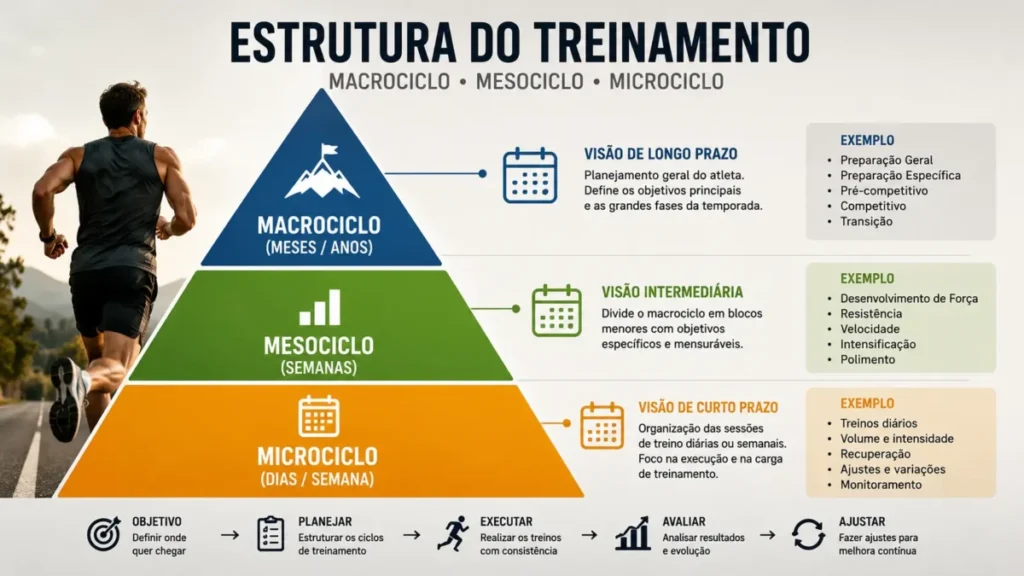 periodização corrida amador — estrutura hierárquica de planejamento de treino