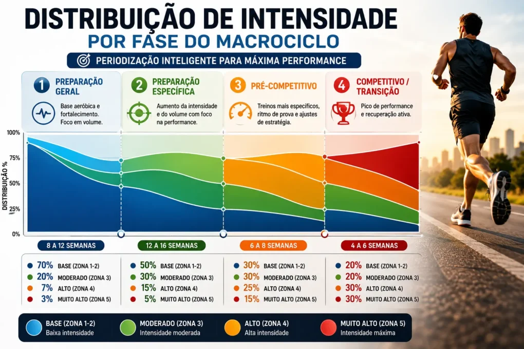 macrociclo corrida amador — distribuição de intensidade por fase do ano