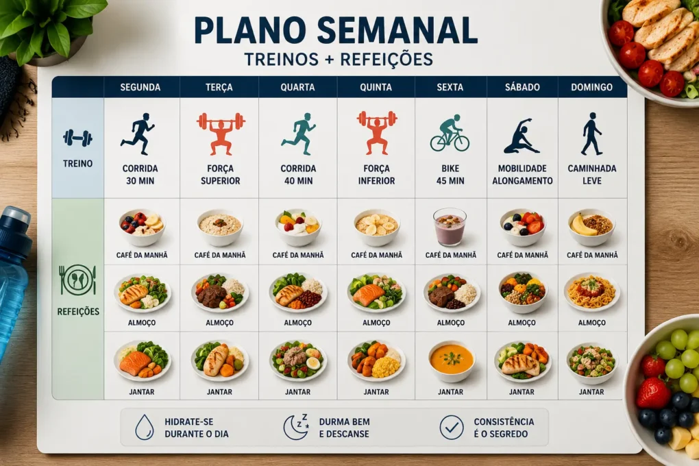 exemplo de cardápio semanal para corredores organizado por dia
