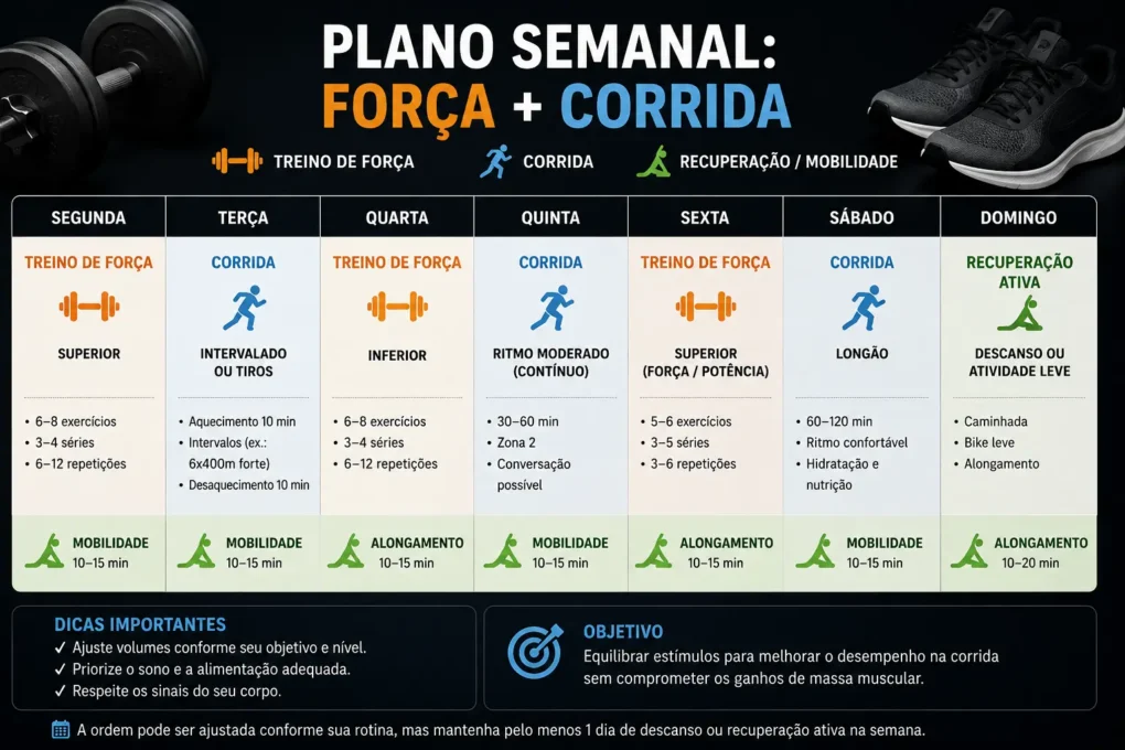 estrutura semanal corrida e treino de forca