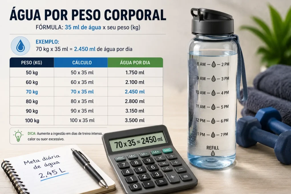 cálculo de hidratação diária corredor por peso corporal