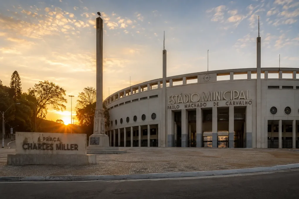 percurso da nike SP City Marathon 2026 — Praça Charles Miller no Pacaembu ponto de largada