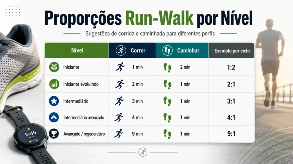 proporcoes metodo run-walk por nivel
