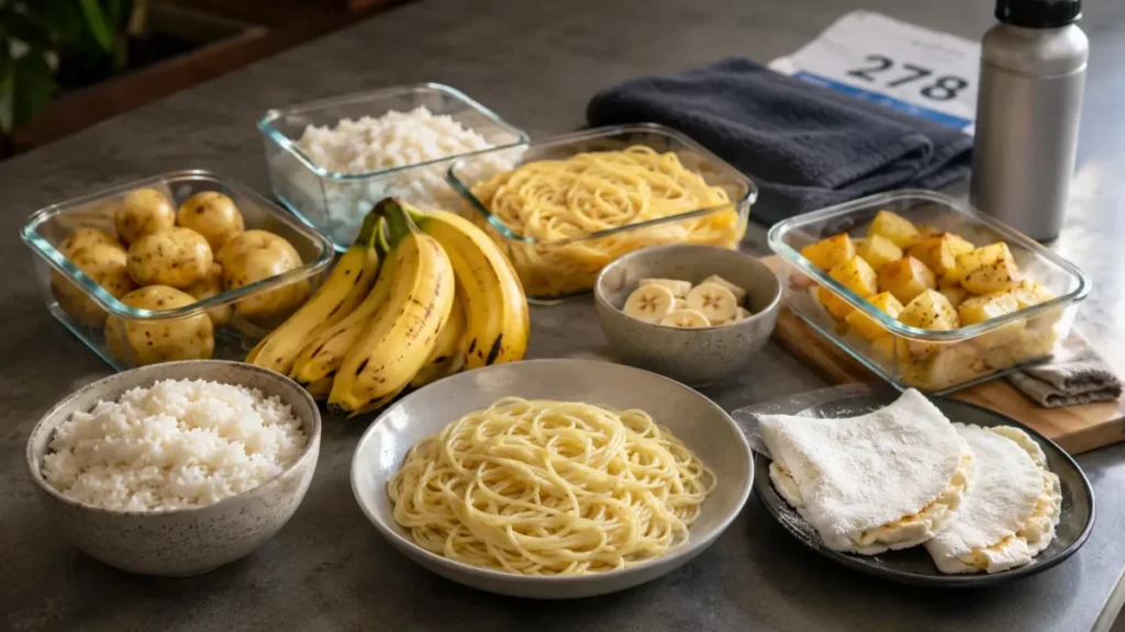 alimentos carregamento de carboidrato corrida semana da prova