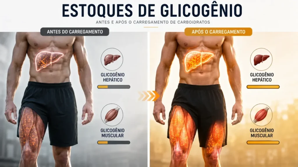 carregamento de carboidrato corrida glicogênio estoques supercompensação