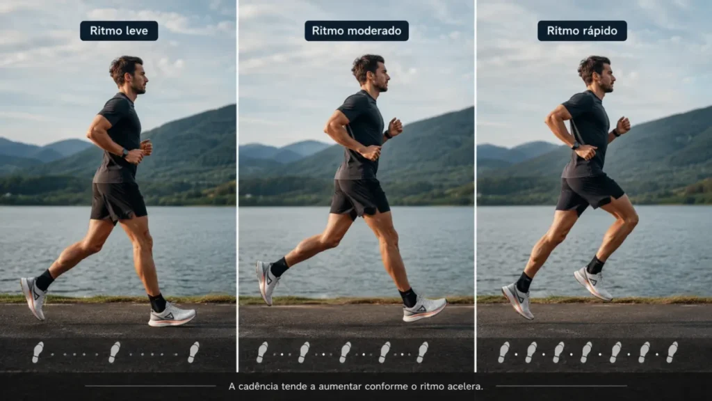 cadência de corrida em diferentes ritmos comparação visual