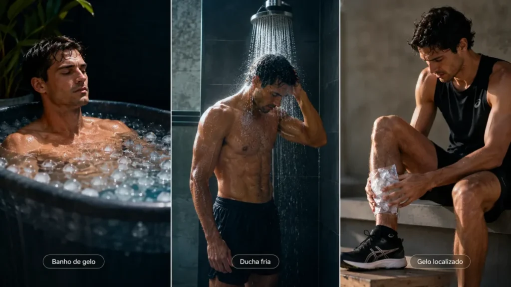 crioterapia corredor tipos banho gelo ducha fria gelo local